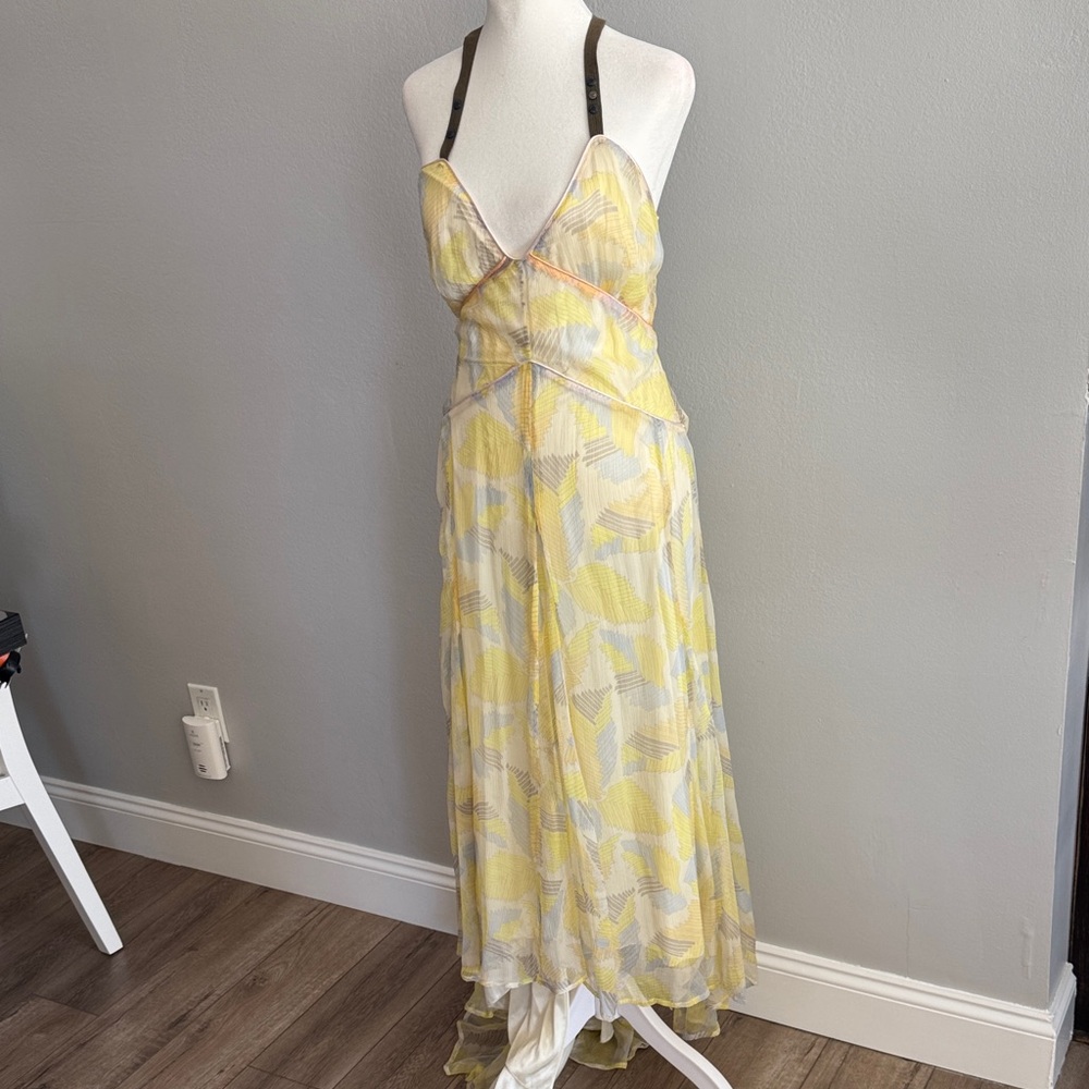 Diesel Strapless Yellow Patterned Dress